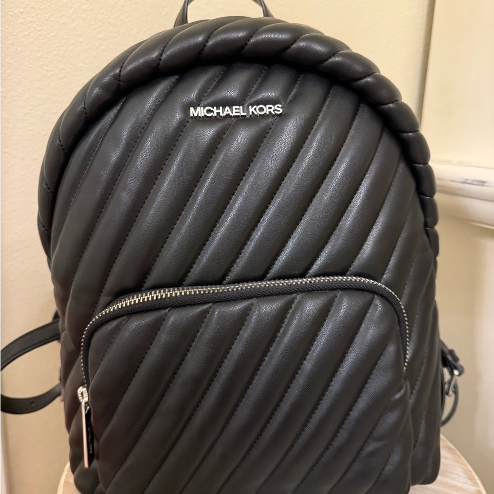 Michael Kors Black Quilted Backpack with Handle